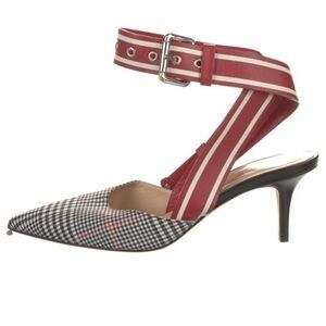 Monse Glen Plaid Racing Stripe Strap Kitten Heel 10/EU 40